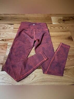 lululemon athletica Red-Orange Printed High-Rise Leggings